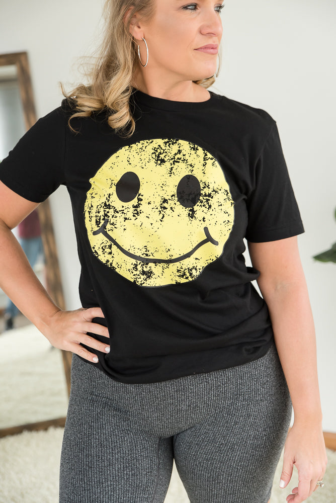 Vintage Smiley Face Graphic Top