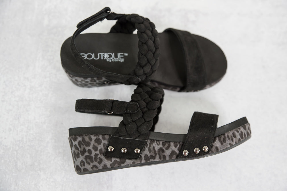 Corkys Pleasant Sandals in Black Suede