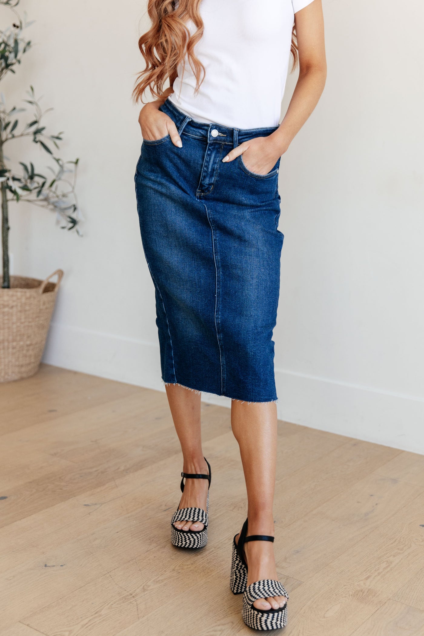 Judy Blue Marcy High Rise Denim Midi Skirt