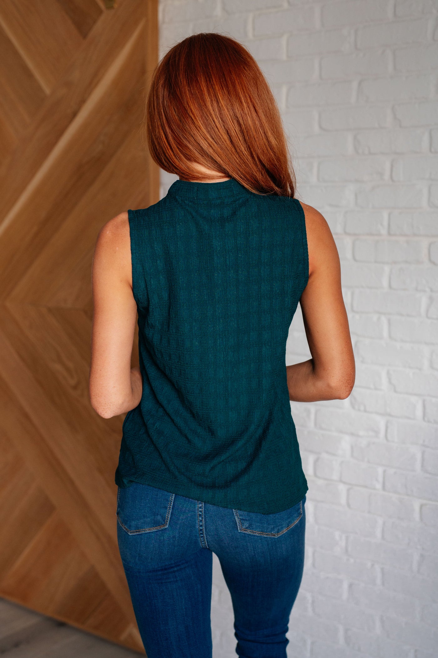 Matter of Fact Pleat Front Sleeveless Blouse - Sea Green