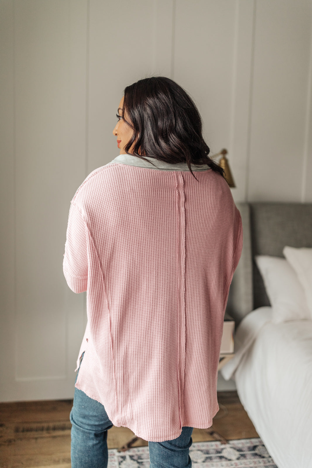 Mia Waffle Knit Long Sleeve In Pink