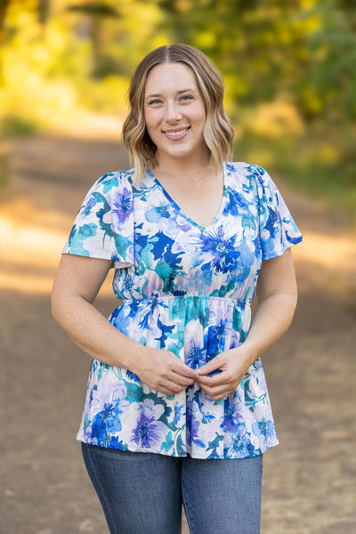 Emery Ruffle Top - Blue Floral Mix