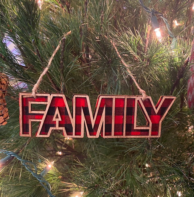 Family Ornament in Plaid
