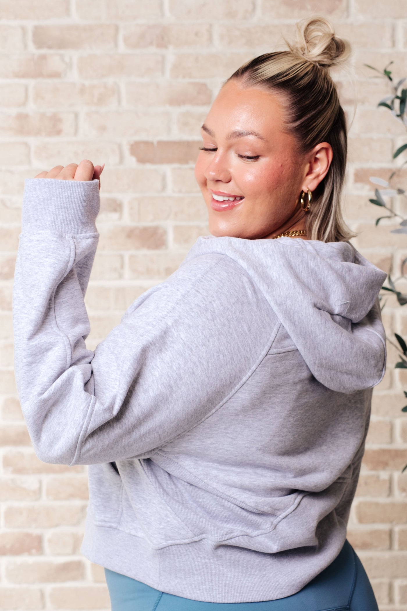 Working Up A Sweat Hooded Pullover in Grey