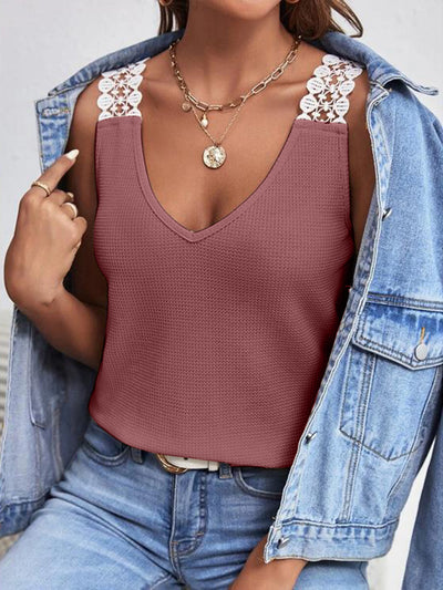 Lace Detail V-Neck Tank *5 colors*