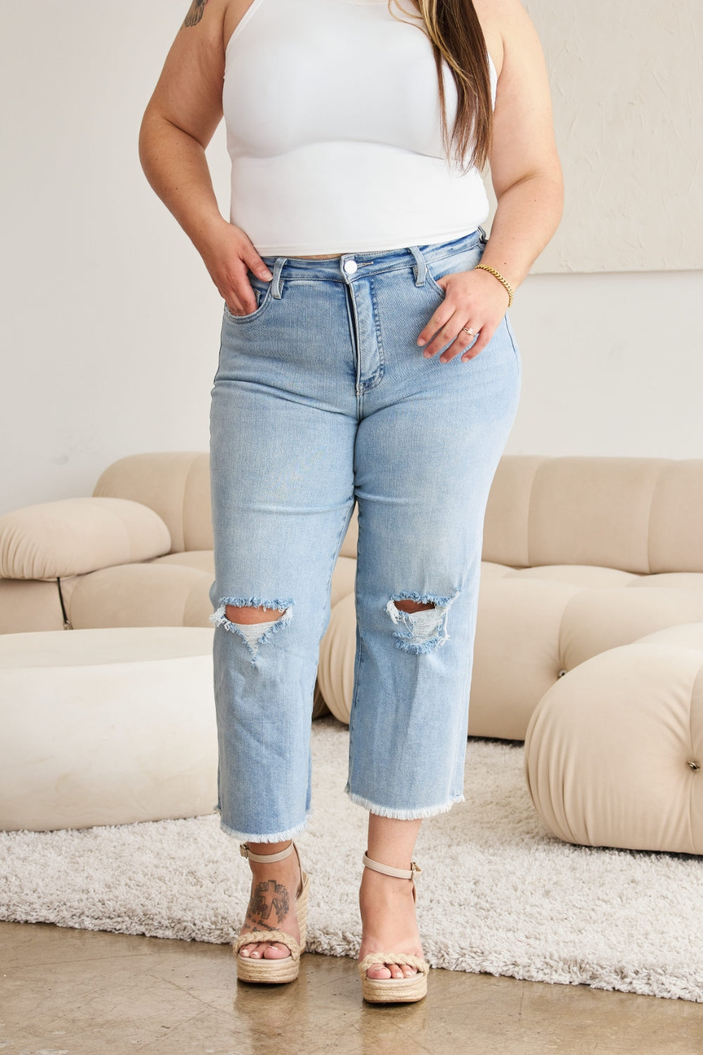 Julia Tummy Control High Waist Distressed Jeans
