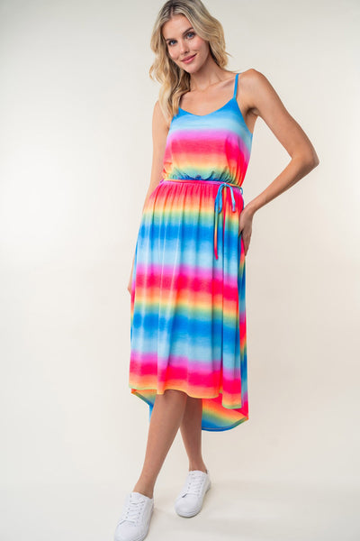 Sunny Ombre Striped Midi Cami Dress