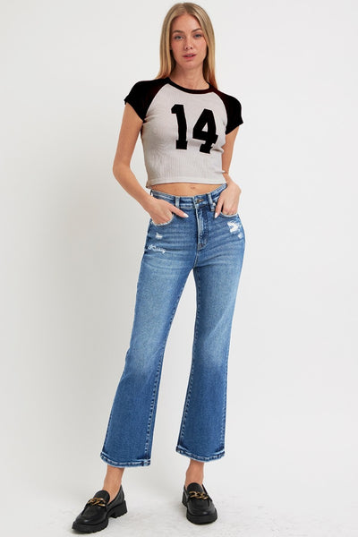 RISEN Malia Tummy Control High Rise Crop Bootcut Jeans