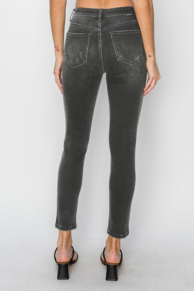 RISEN High Rise Ankle Skinny Jeans - Black