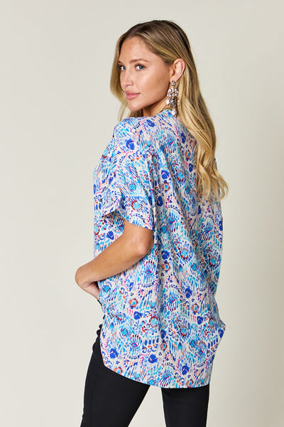 V-Neck Short Sleeve Blouse