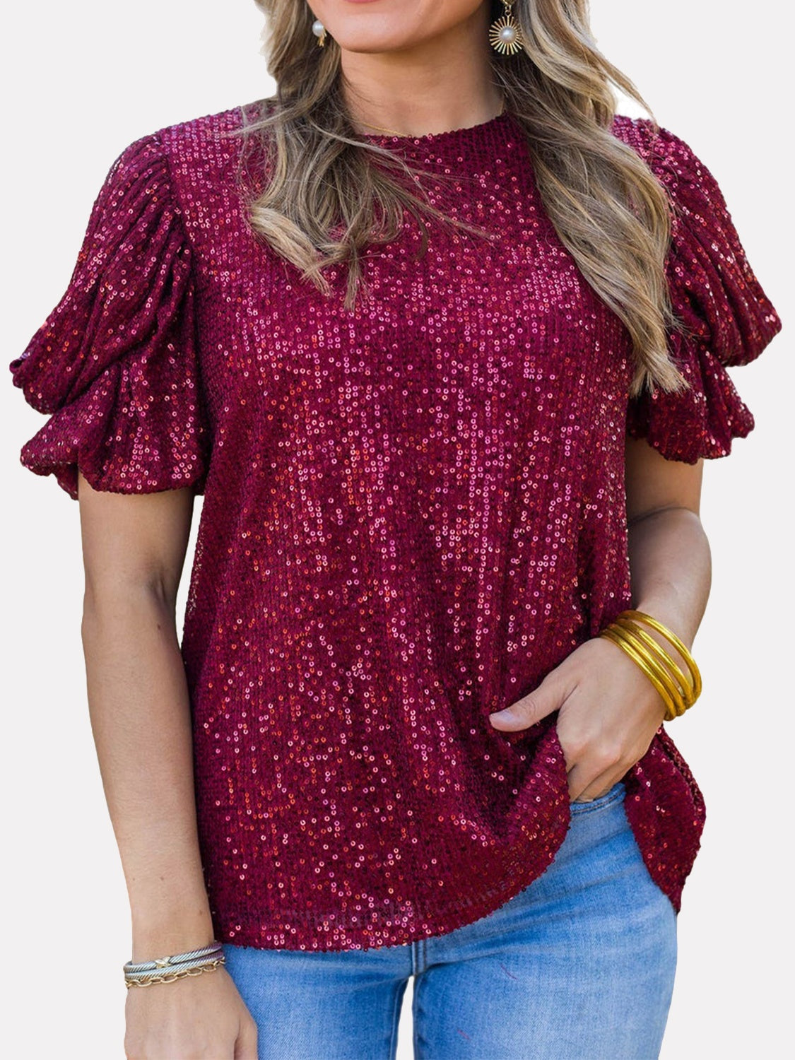 Get Your Attention Sequin Blouse