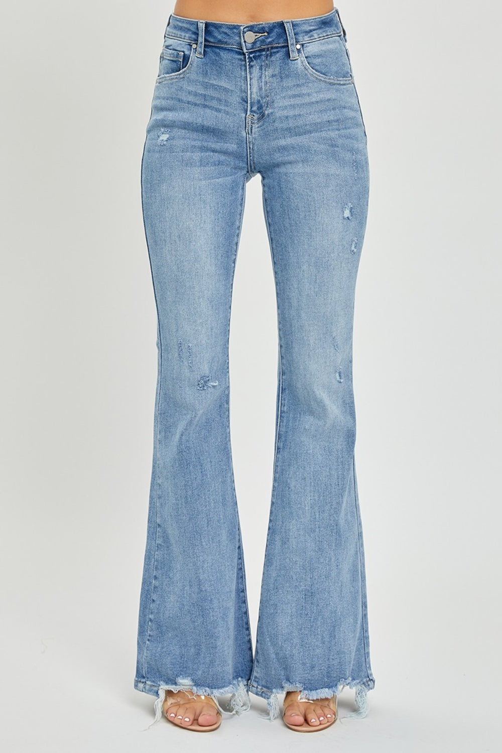 Risen Tanya High Rise Frayed Hem Flare Jeans