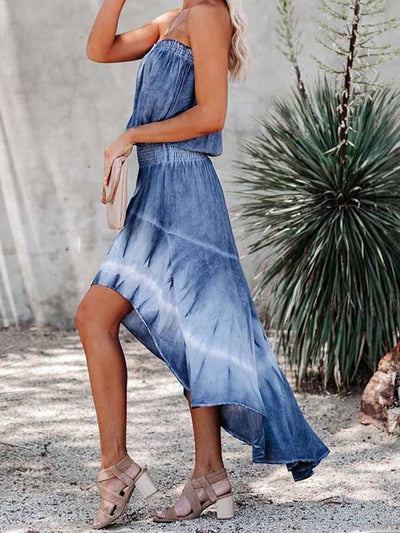 White Caps High-Low Chambray Dress