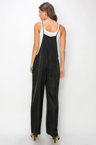 Half Button Sleeveless Straight Jumpsuit