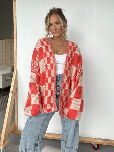 Strong Feelings Plaid Open Front Cardigan