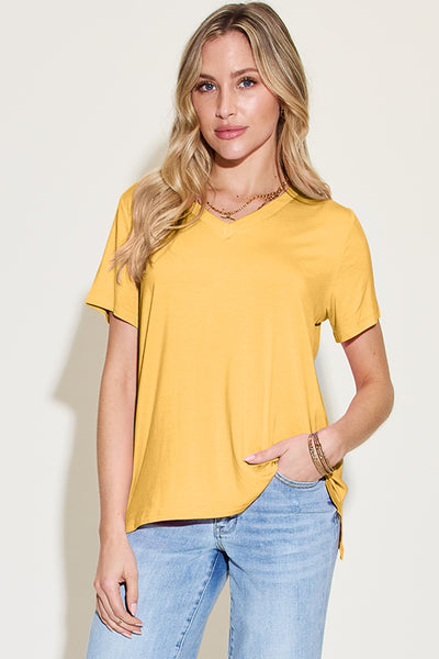 Basic Bamboo V-Neck High-Low Tee *5 colors*