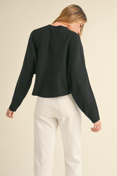 Mable Dolman Sleeve Cropped Sweater - Black