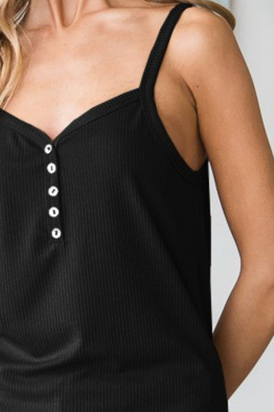 Sweeter Days Ribbed Cami Tank in Black