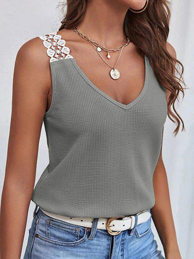 Lace Detail V-Neck Tank *5 colors*