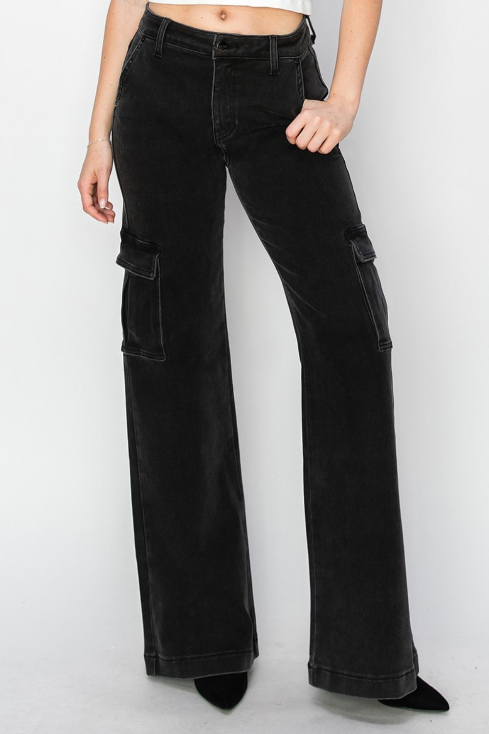 Risen Emma Leigh High Rise Wide Leg Cargo Jeans