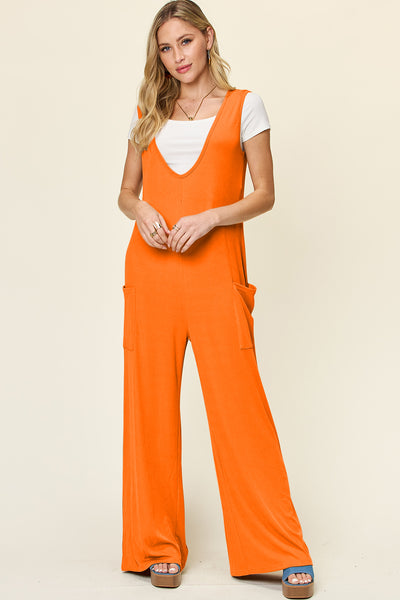 Double Take Sleeveless Wide Leg Jumpsuit with Pockets