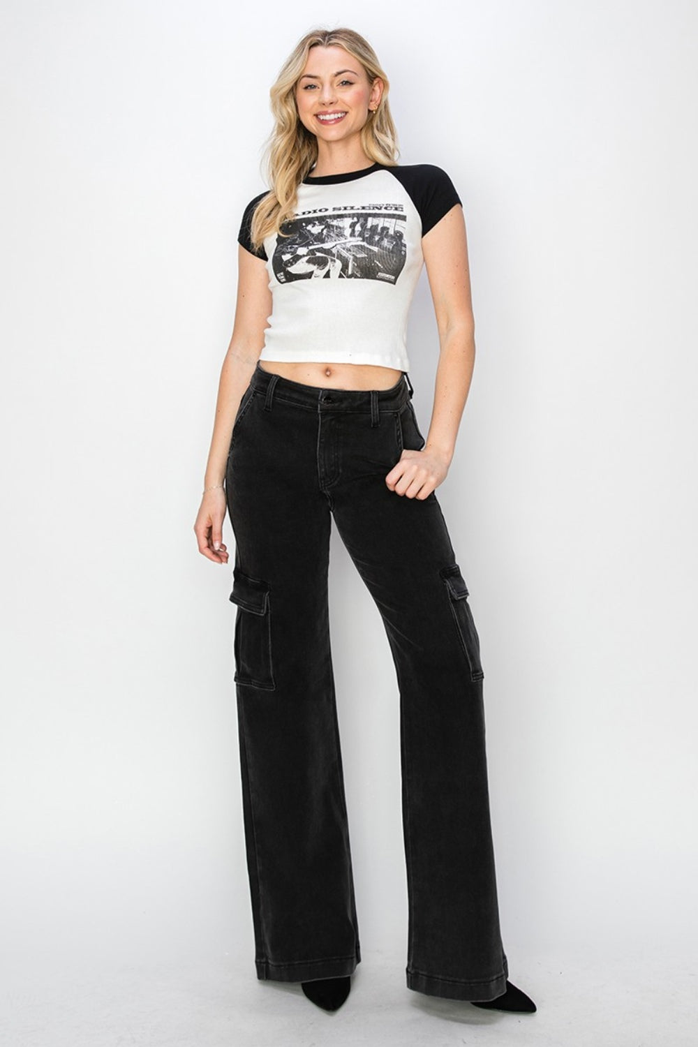 Risen Emma Leigh High Rise Wide Leg Cargo Jeans