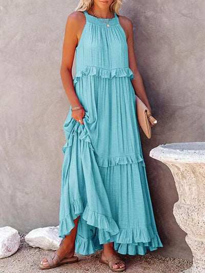Ruffled Sleeveless Maxi Dress with Pockets *6 colors*