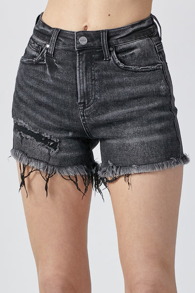 RISEN Whitney Raw Hem Denim Shorts with Pockets