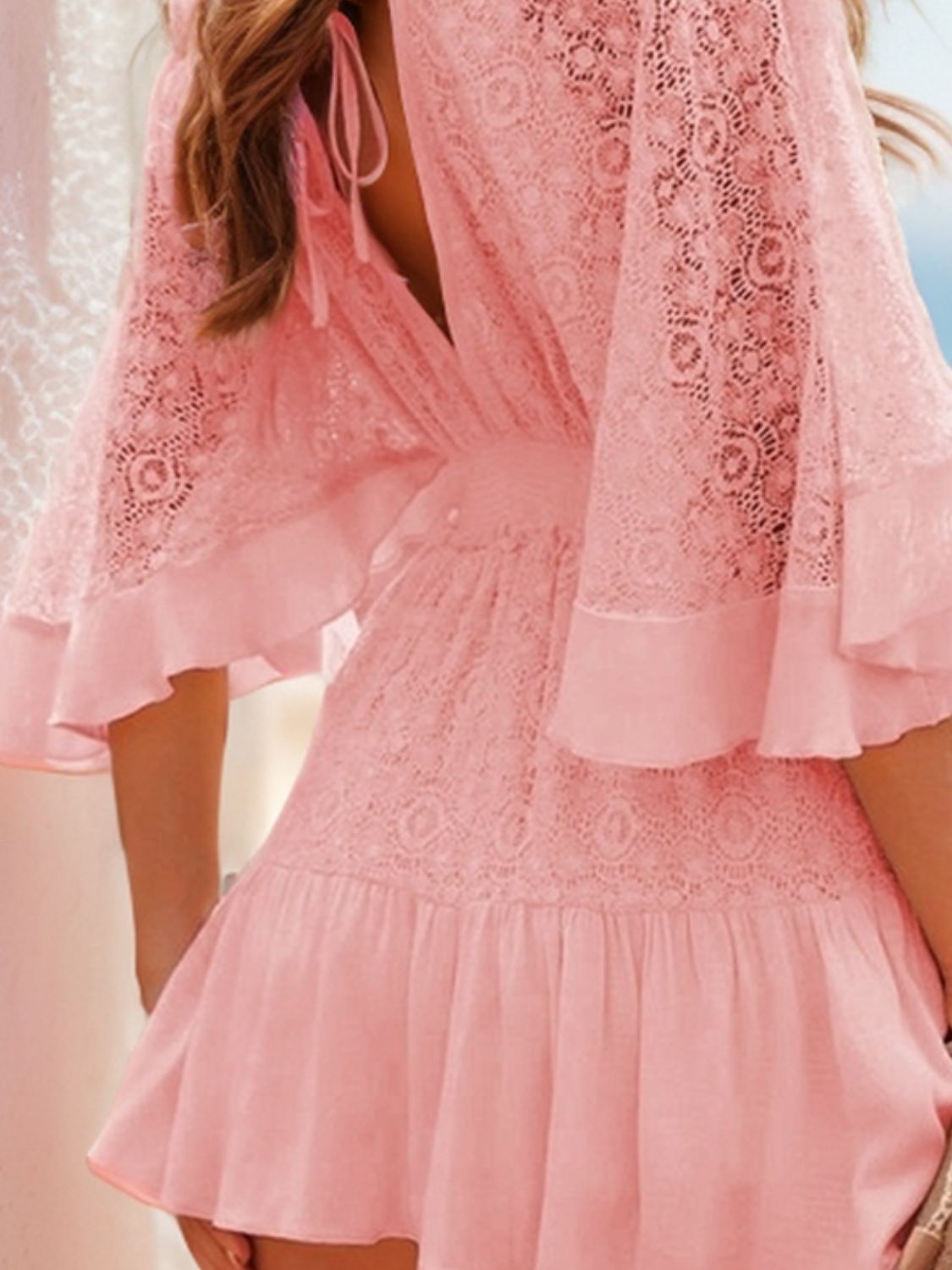 Lace Cutout Half Sleeve Mini Dress *4 colors*