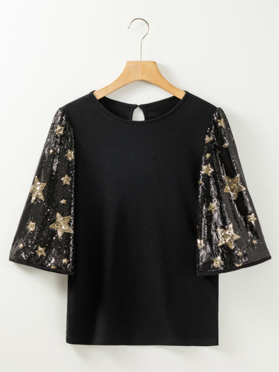Make A Wish Sequin Sleeve Blouse