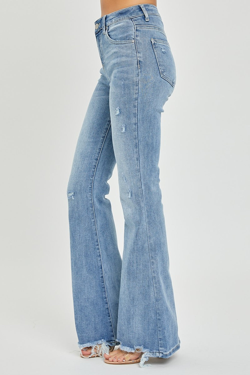 Risen Tanya High Rise Frayed Hem Flare Jeans