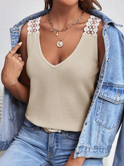 Lace Detail V-Neck Tank *5 colors*