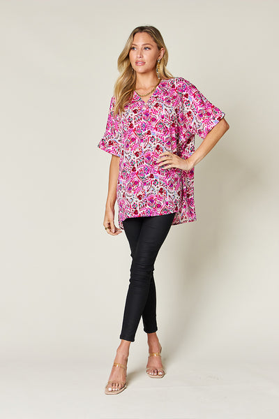 V-Neck Short Sleeve Blouse