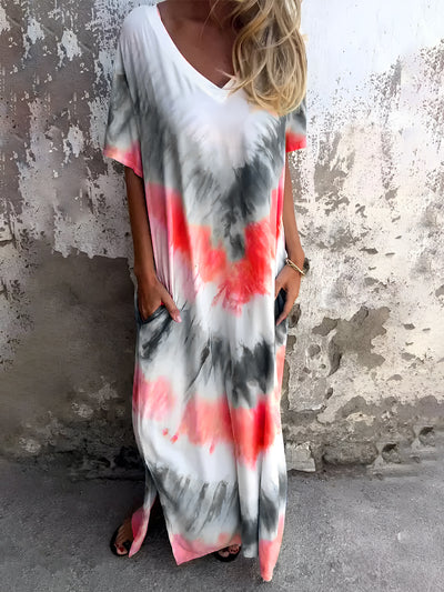 Feeling Beachy Tie-Dye Short Sleeve Maxi