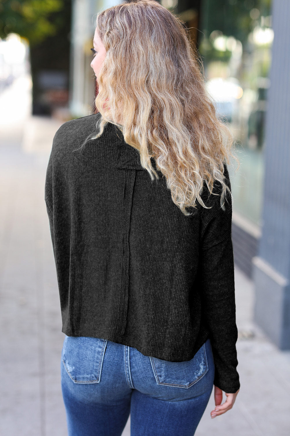 Stay Awhile Dolman Cropped Sweater in Black