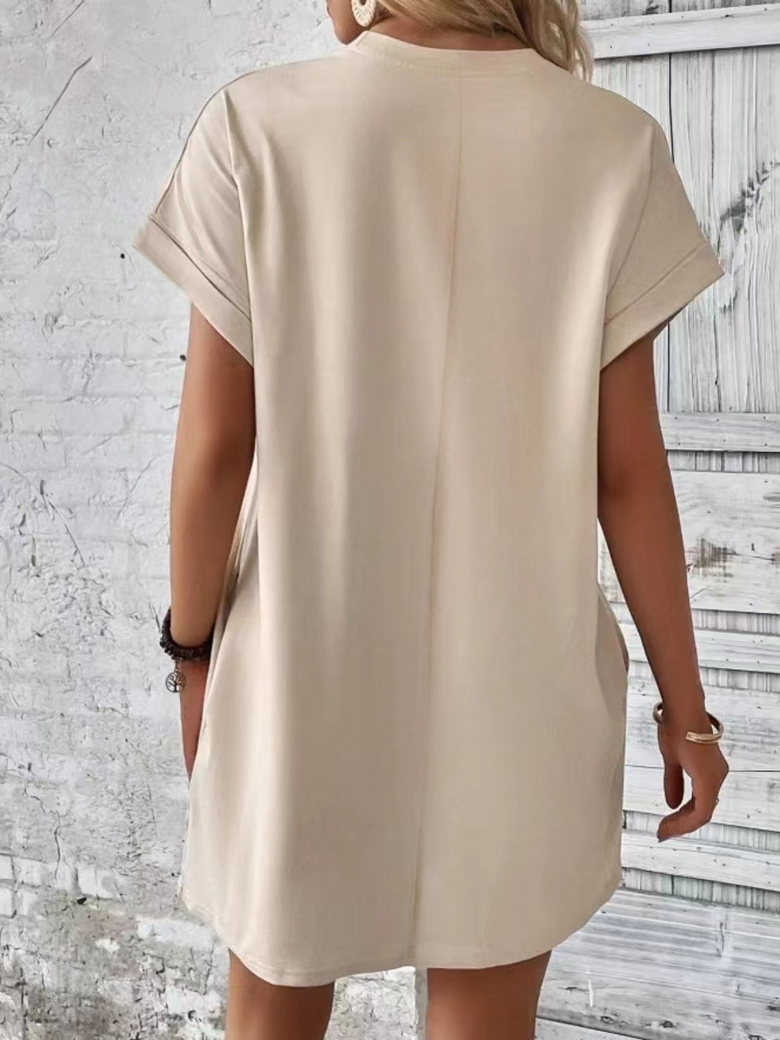 Pocketed Round Neck Short Sleeve Dress *8 colors*