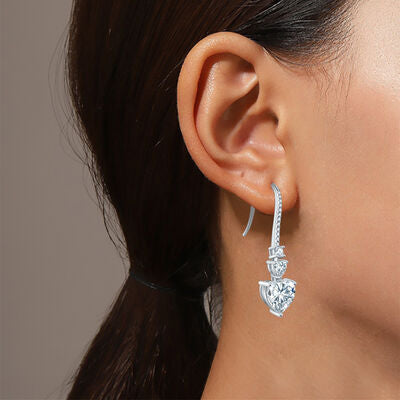 Brilliant Heart 5.44 Carat 925 Sterling Silver Moissanite Earrings