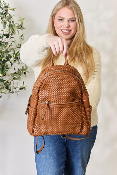 Irene Vegan Leather Woven Backpack