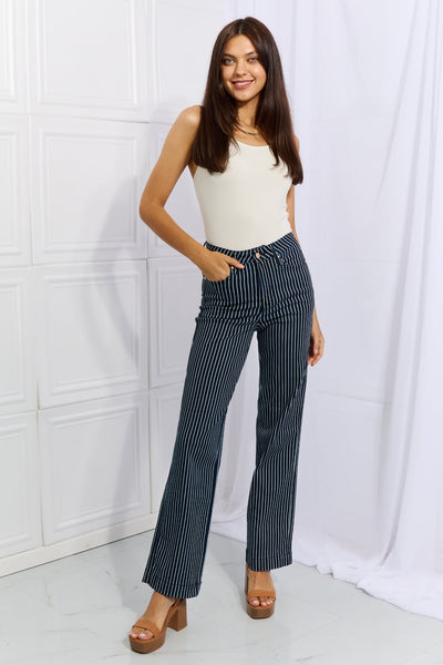 Judy Blue Cassidy Striped Straight Jeans