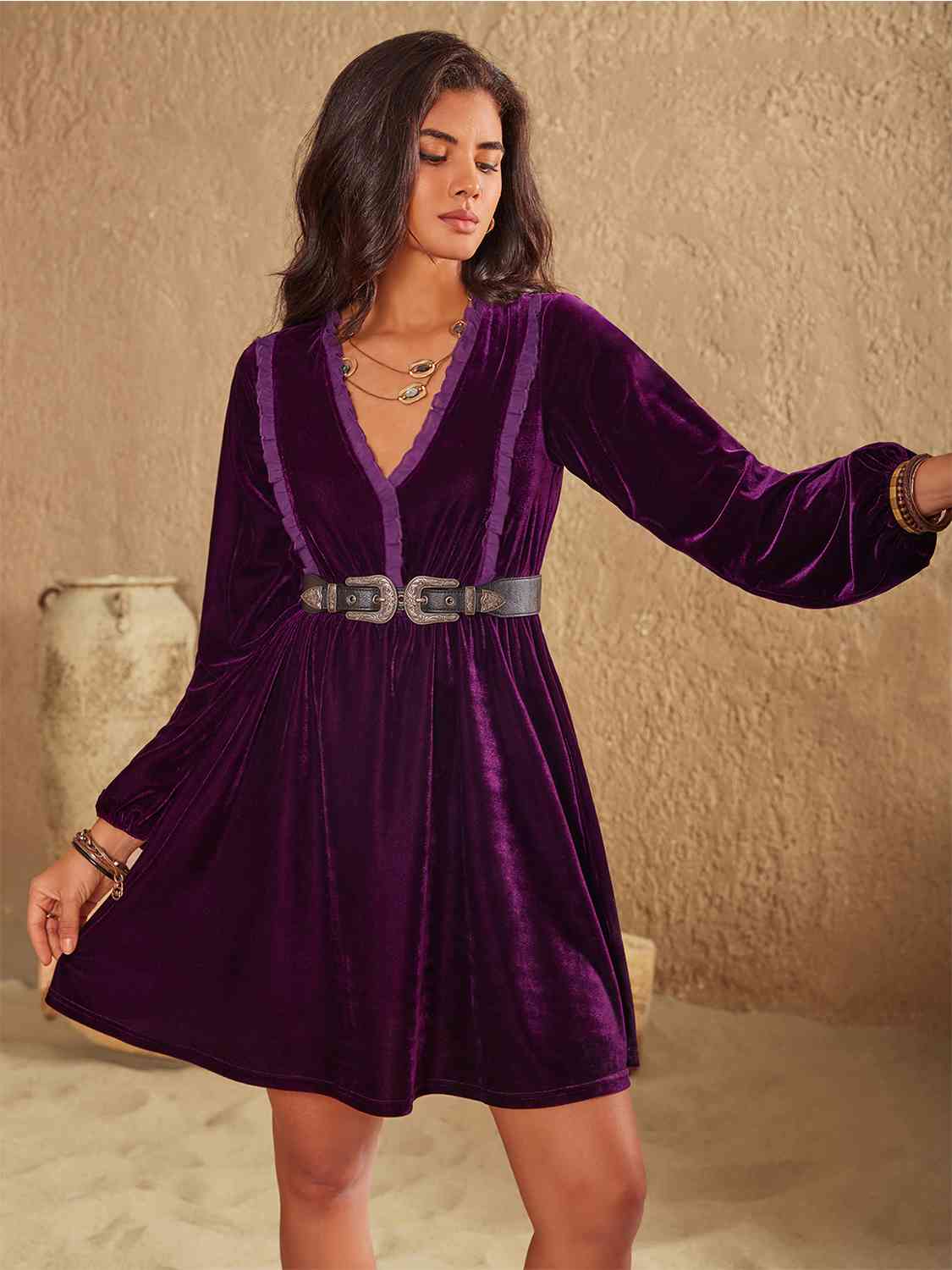 Let's Go Dancing Dress in Plum