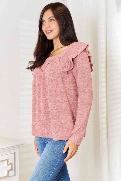 Just Enough Frill Long Sleeve Top
