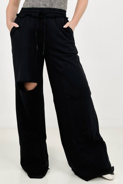 Distressed Knee French Terry Sweats With Pockets