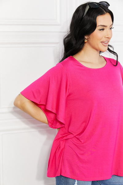 More Than Words Flutter Sleeve Top - Copper + Rose