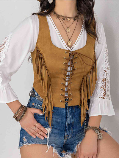 Desert Defender Fringe Lace-Up Vest