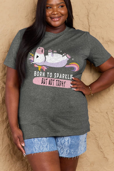 BORN TO SPARKLE BUT NOT TODAY Graphic Cotton Tee