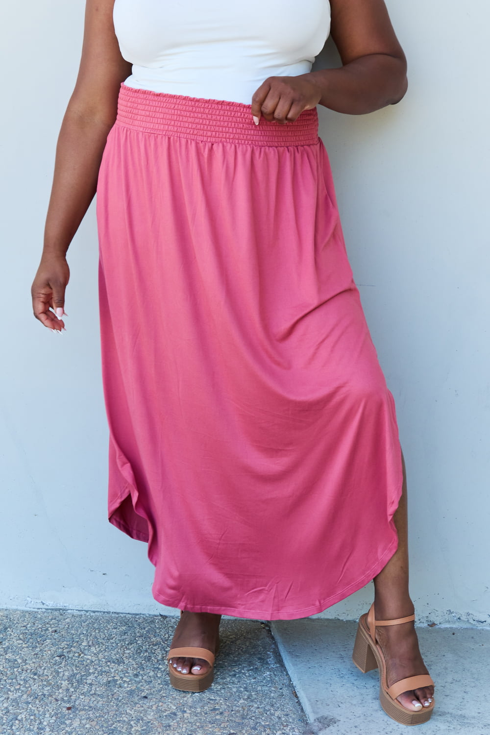 Comfort Princess High Waist Maxi Skirt in Hot Pink