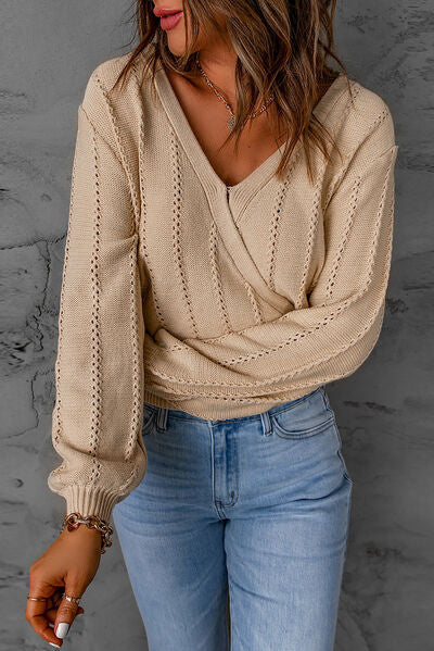 Twister Openwork Dropped Shoulder Sweater