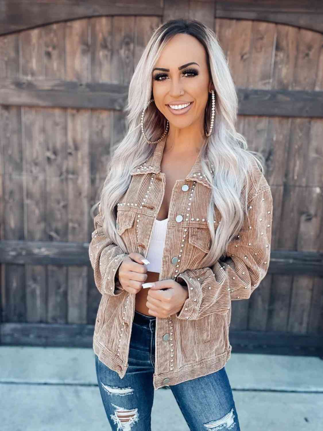 Feeling Fly Studded Button Down Jacket