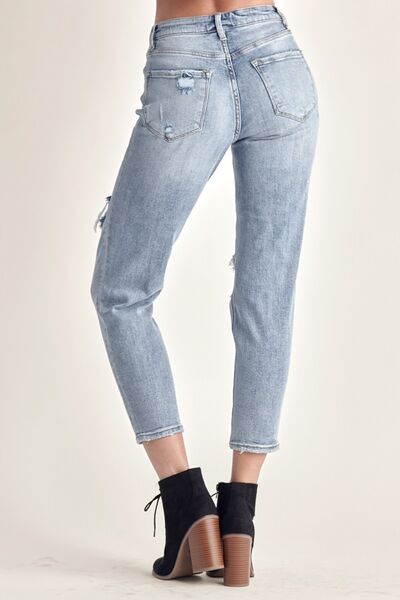 RISEN Stacy Distressed Slim Cropped Jeans