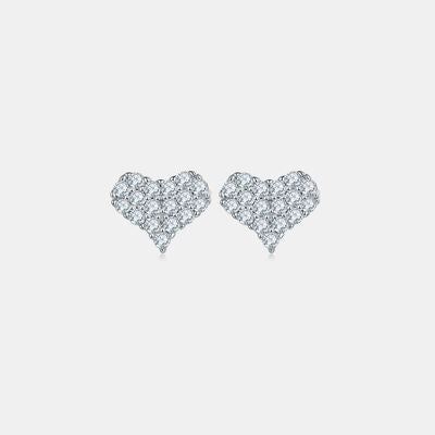My Heart Moissanite 925 Sterling Silver Heart Stud Earrings